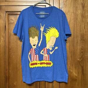 MTV Beavis and Butthead Blue Patriotic USA Tee Men's T-Shirt